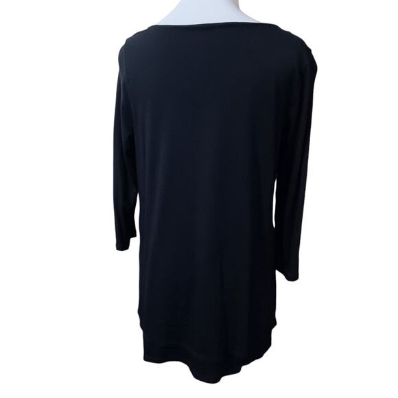J. JILL PURE JILL Boat Neck Layered Tunic Top Medium Black Soft Staple Basic - Picture 2 of 6